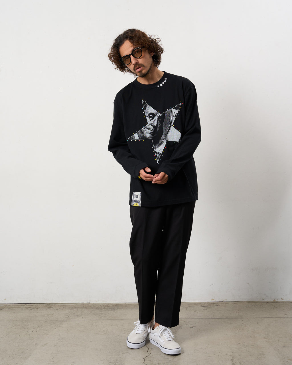 5.6ozコットン天竺ドルスターカラークリスタル LS Tシャツ(624-02897)