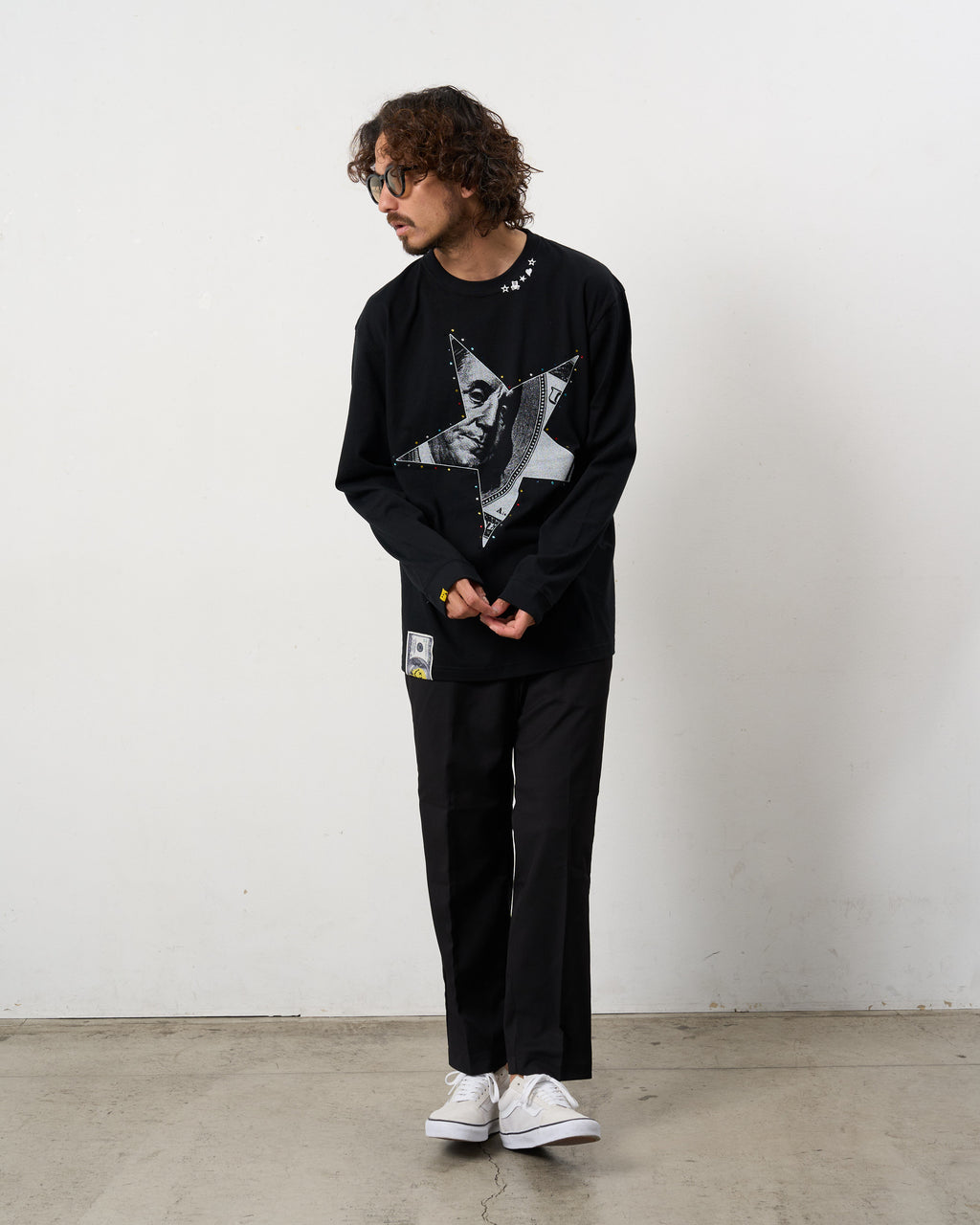 5.6ozコットン天竺ドルスターカラークリスタル LS Tシャツ(624-02897)