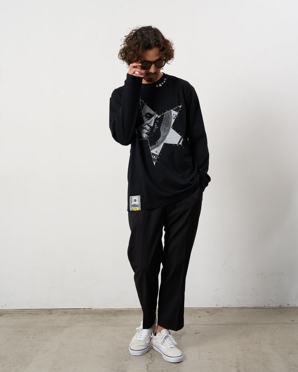 5.6ozコットン天竺ドルスターカラークリスタル LS Tシャツ(624-02897)