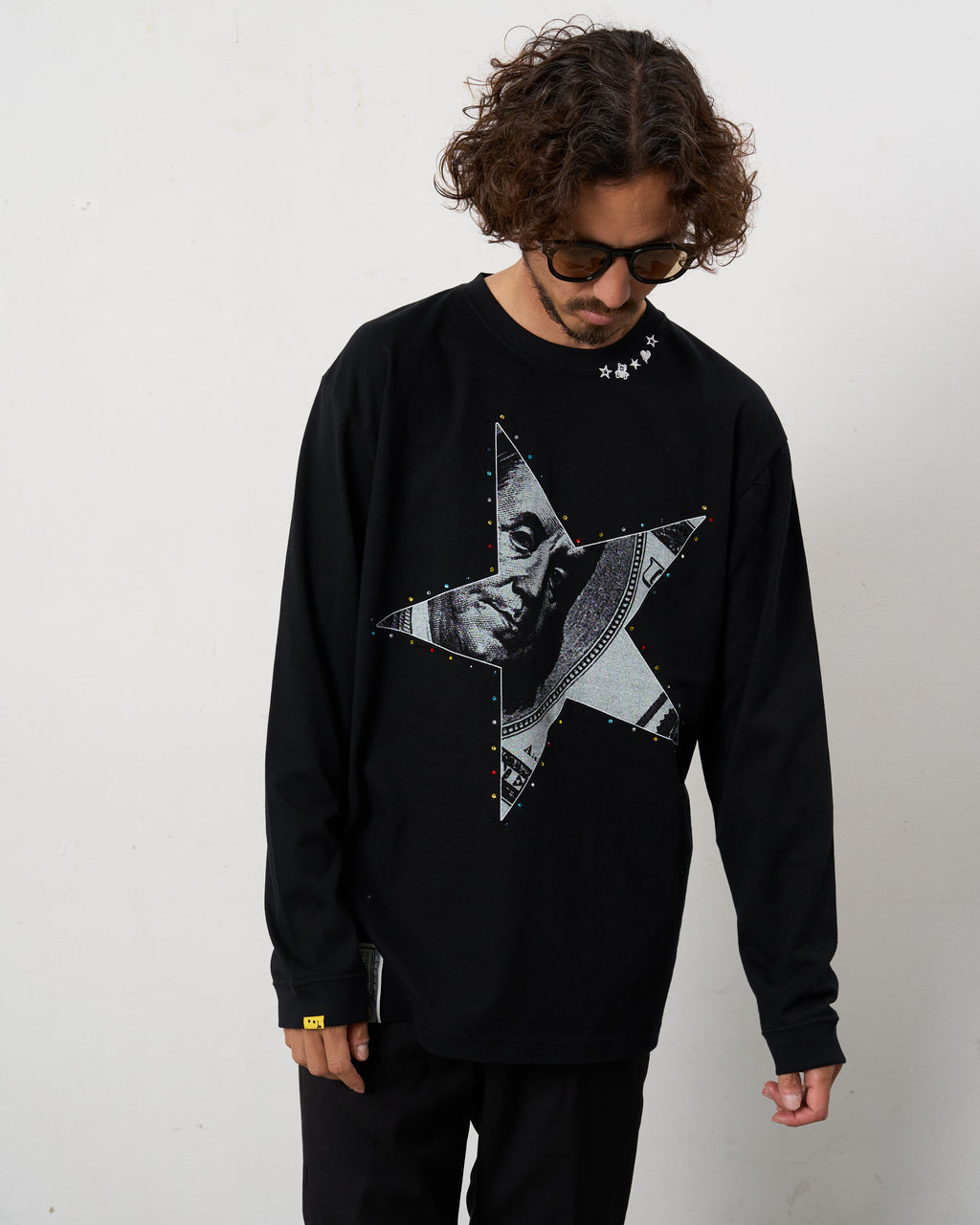 5.6ozコットン天竺ドルスターカラークリスタル LS Tシャツ(624-02897)