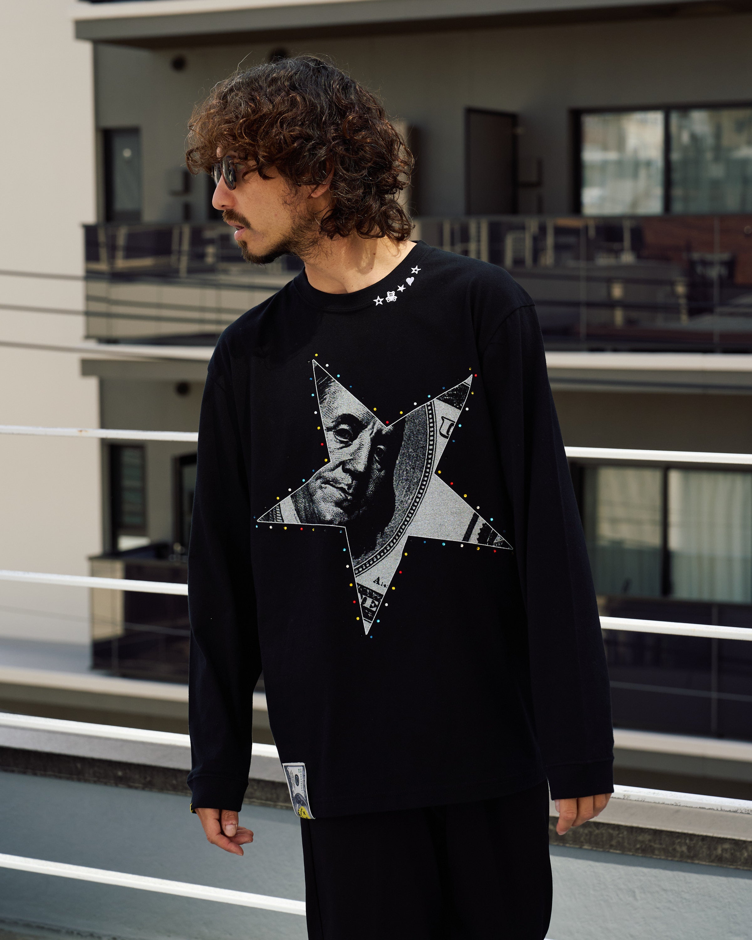 5.6ozコットン天竺ドルスターカラークリスタル LS Tシャツ(624-02897)