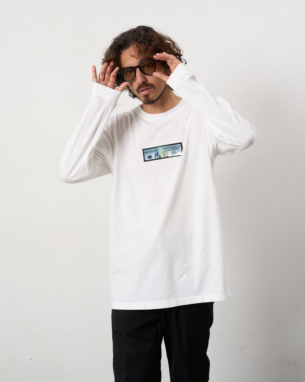 5.6ozコットン天竺 DO YOU WANT シークイン LS Tシャツ(624-02902)
