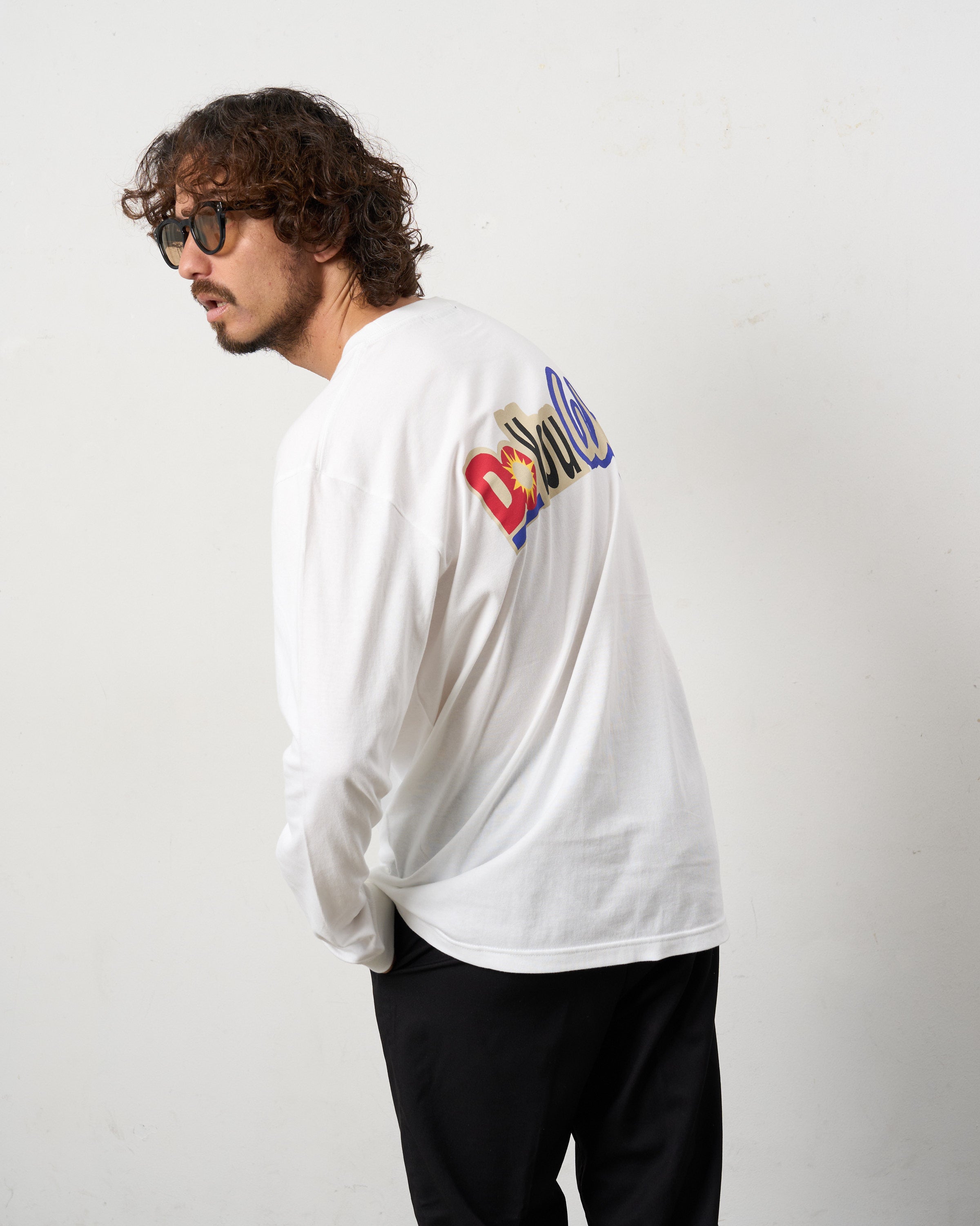 5.6ozコットン天竺 DO YOU WANT シークイン LS Tシャツ(624-02902)