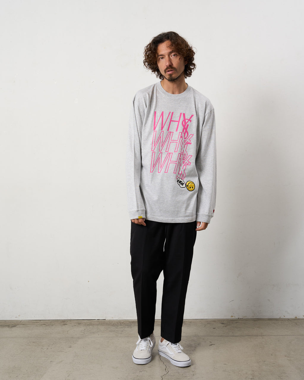 5.6ozコットン天竺 WHYSL/サガラパッチワーク LS Tシャツ(624-02906)