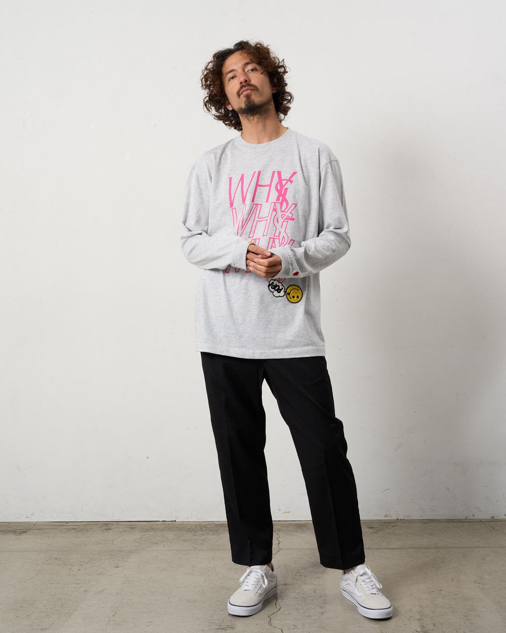 5.6ozコットン天竺 WHYSL/サガラパッチワーク LS Tシャツ(624-02906)