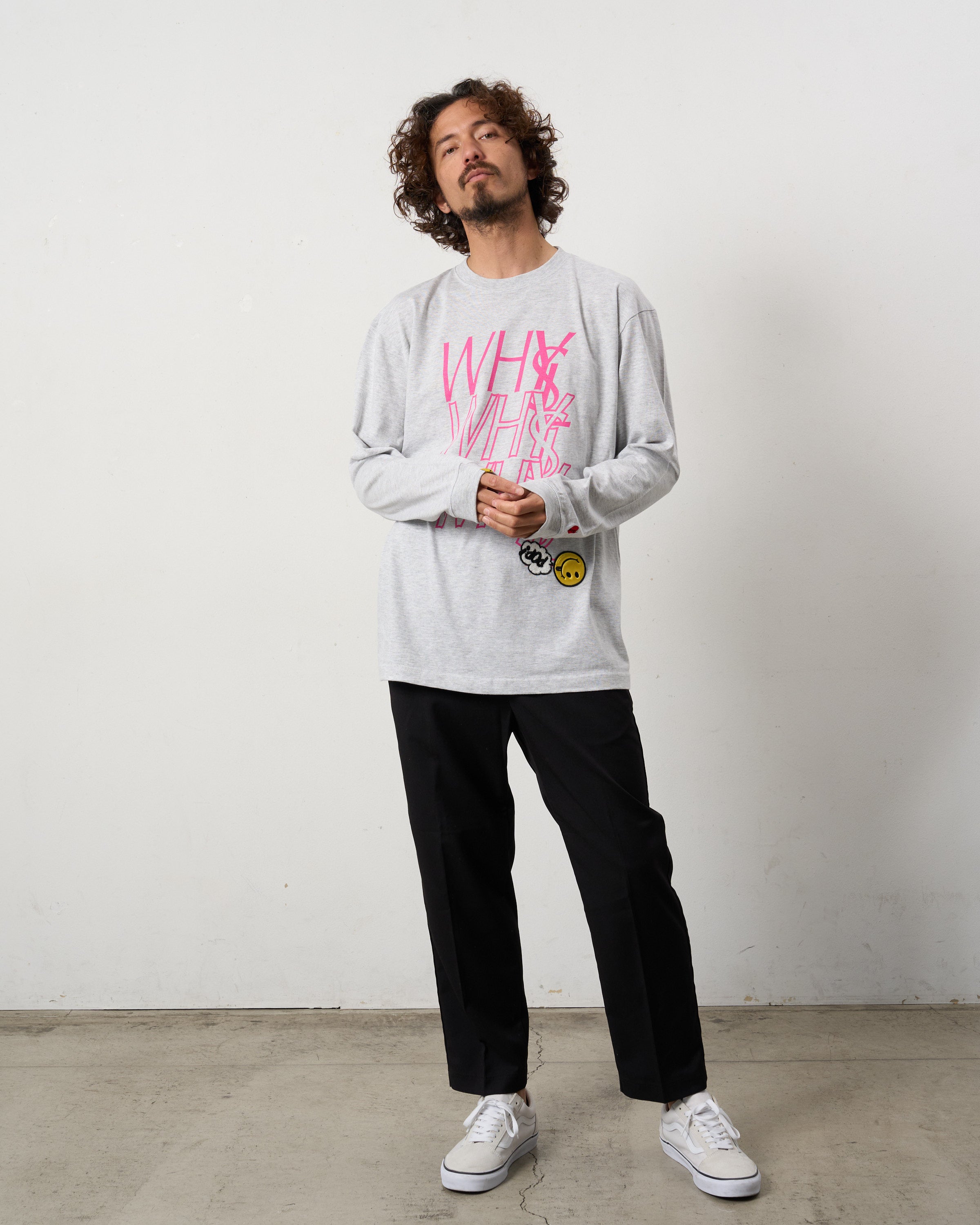 5.6ozコットン天竺 WHYSL/サガラパッチワーク LS Tシャツ(624-02906)