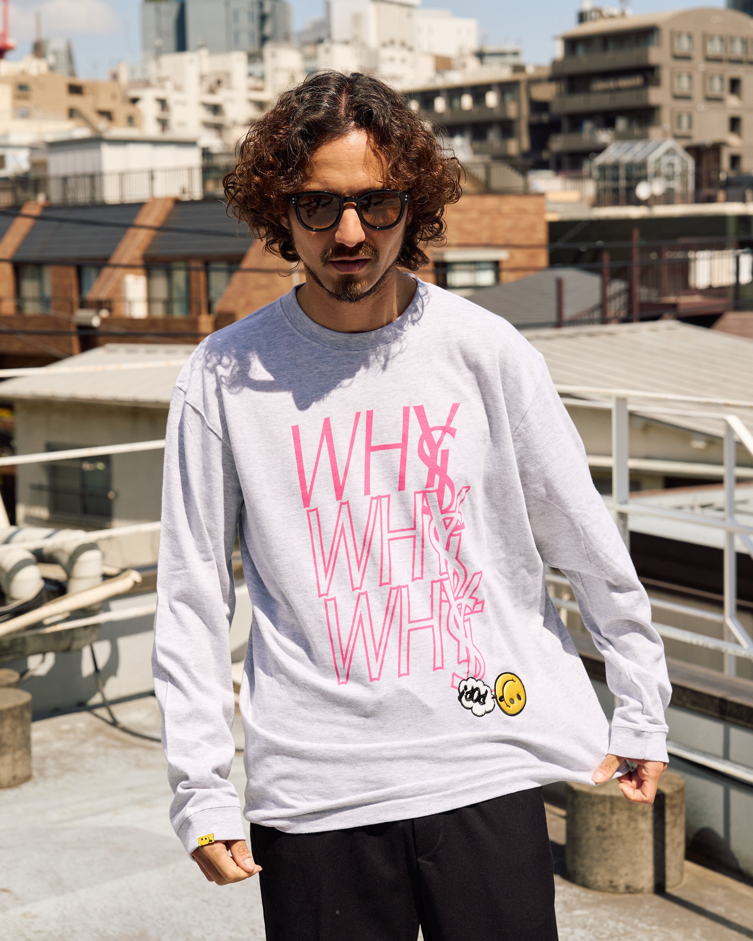 5.6ozコットン天竺 WHYSL/サガラパッチワーク LS Tシャツ(624-02906)