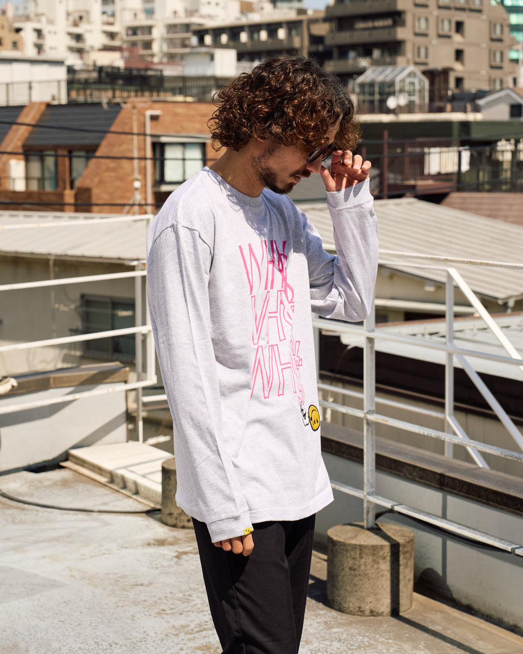 5.6ozコットン天竺 WHYSL/サガラパッチワーク LS Tシャツ(624-02906)