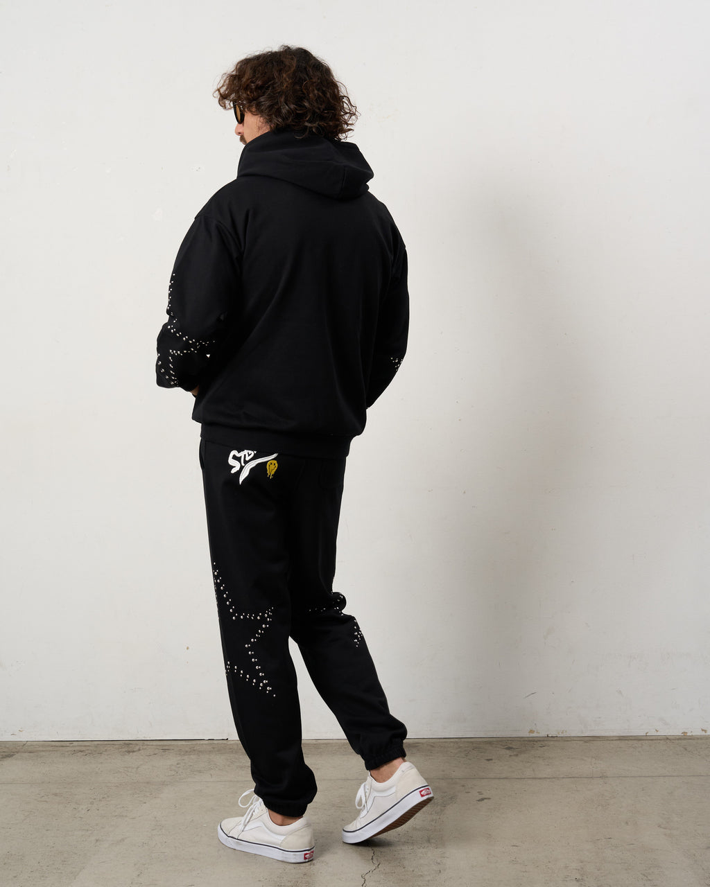 ヘビーオンス裏毛パイル ビックスタースタッズ スエットパンツ(624-06294)
