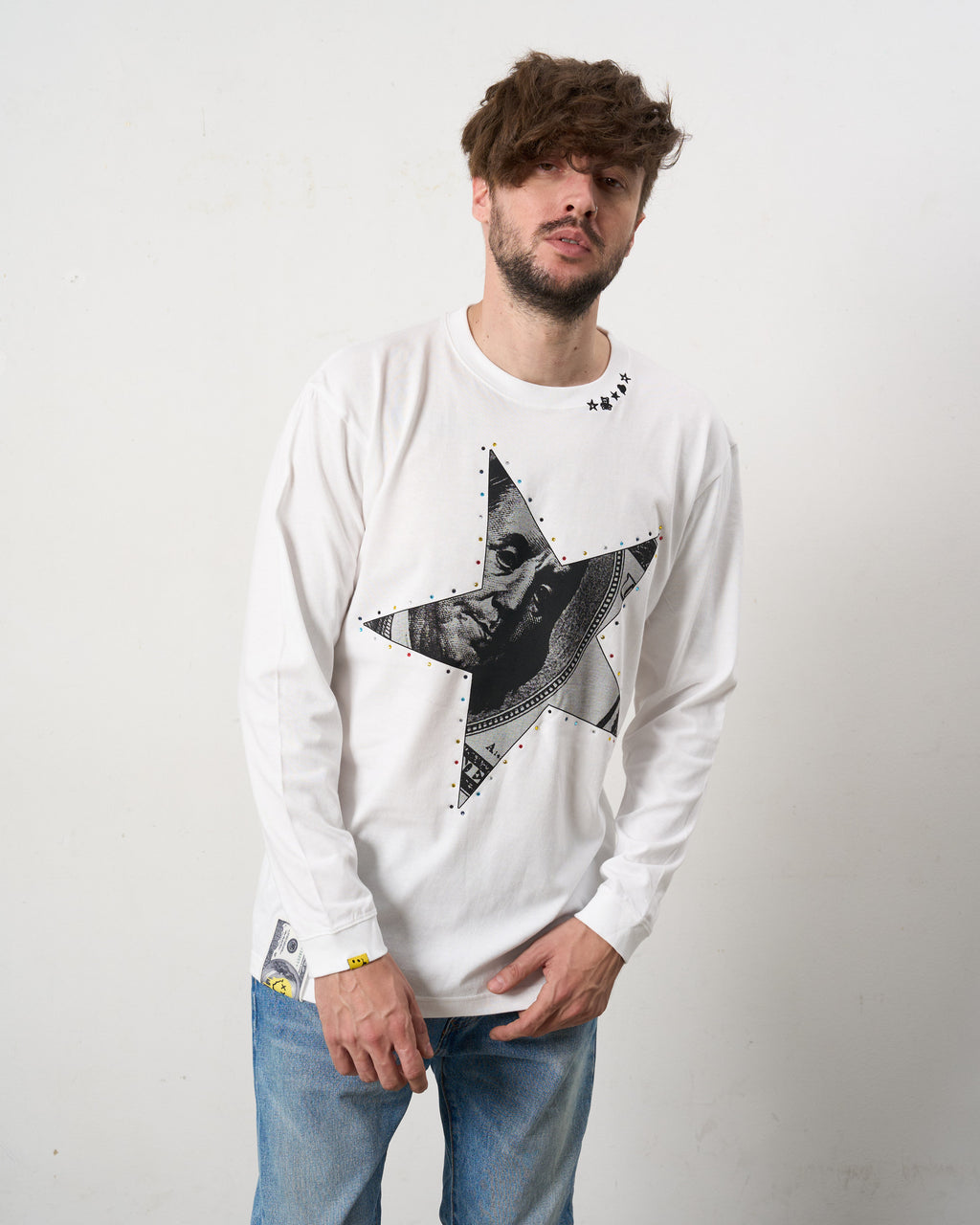 5.6ozコットン天竺ドルスターカラークリスタル LS Tシャツ(624-02897)