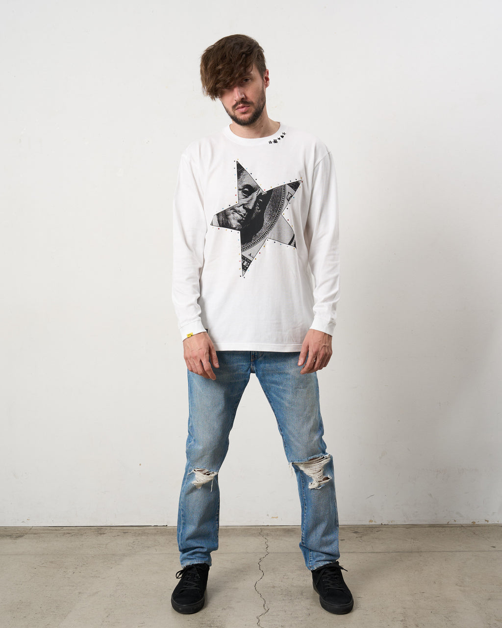 5.6ozコットン天竺ドルスターカラークリスタル LS Tシャツ(624-02897)