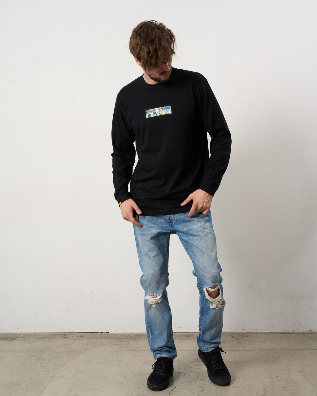 5.6ozコットン天竺 DO YOU WANT シークイン LS Tシャツ(624-02902)