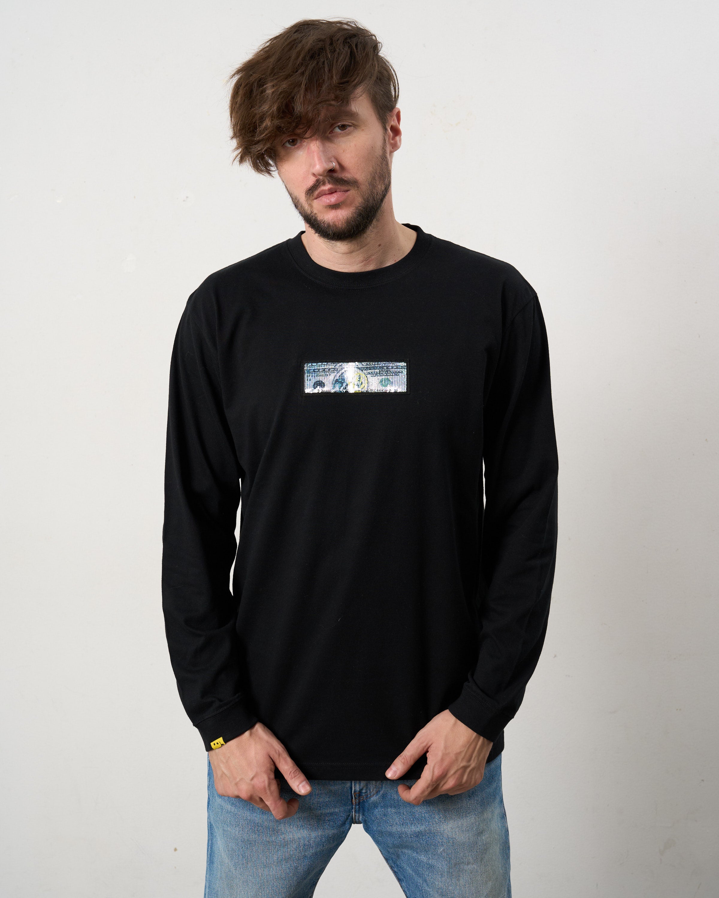 5.6ozコットン天竺 DO YOU WANT シークイン LS Tシャツ(624-02902)