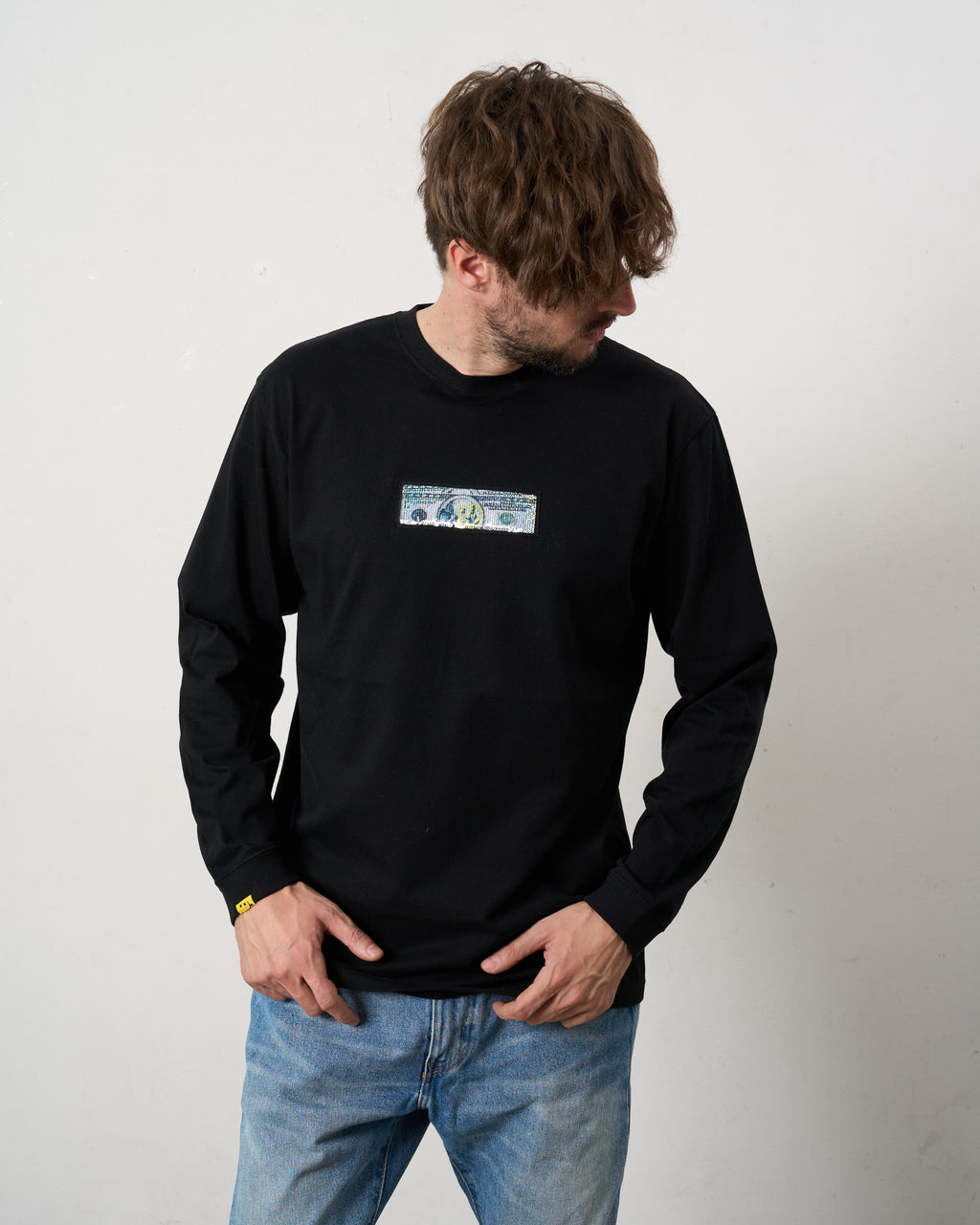 5.6ozコットン天竺 DO YOU WANT シークイン LS Tシャツ(624-02902)