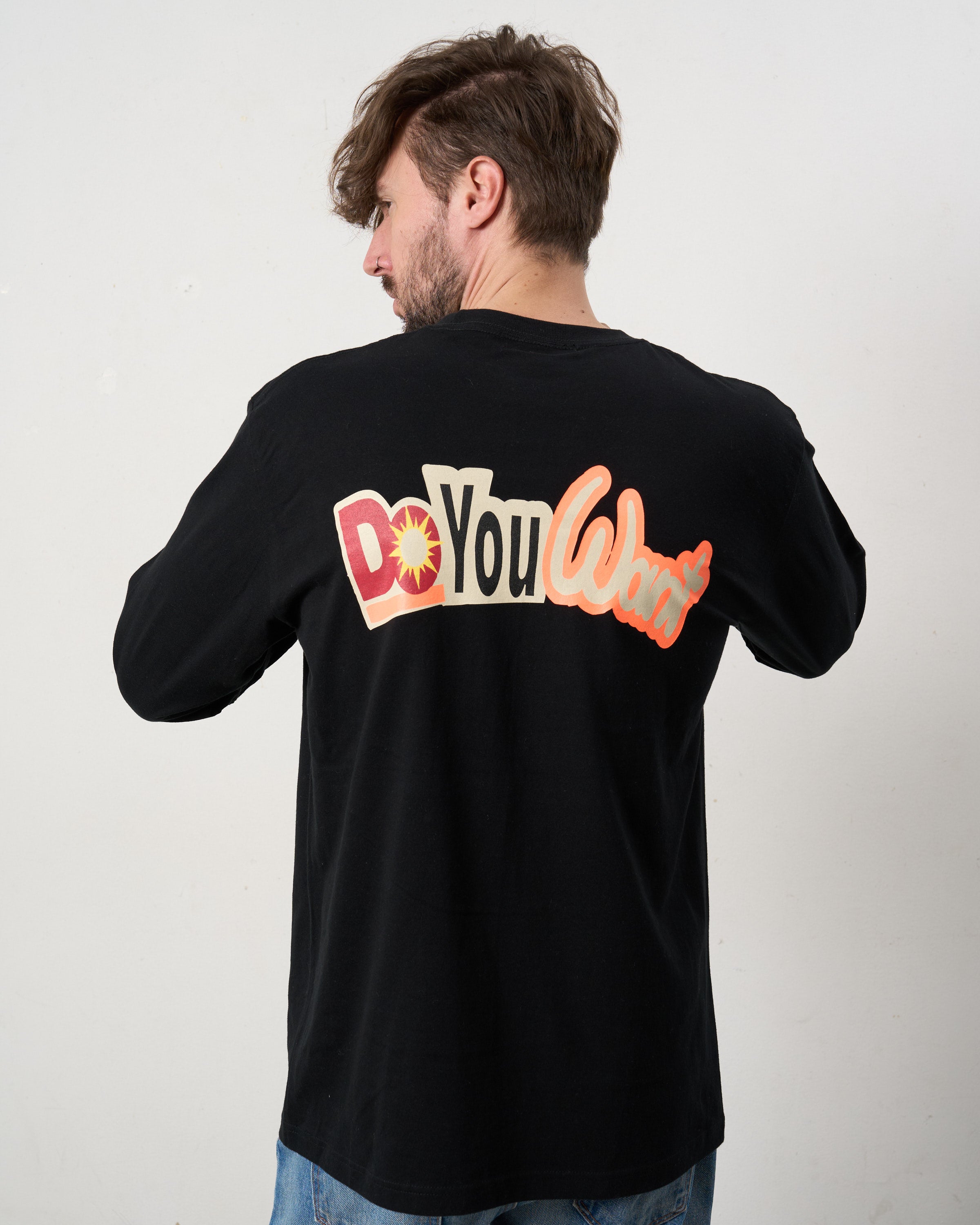 5.6ozコットン天竺 DO YOU WANT シークイン LS Tシャツ(624-02902)