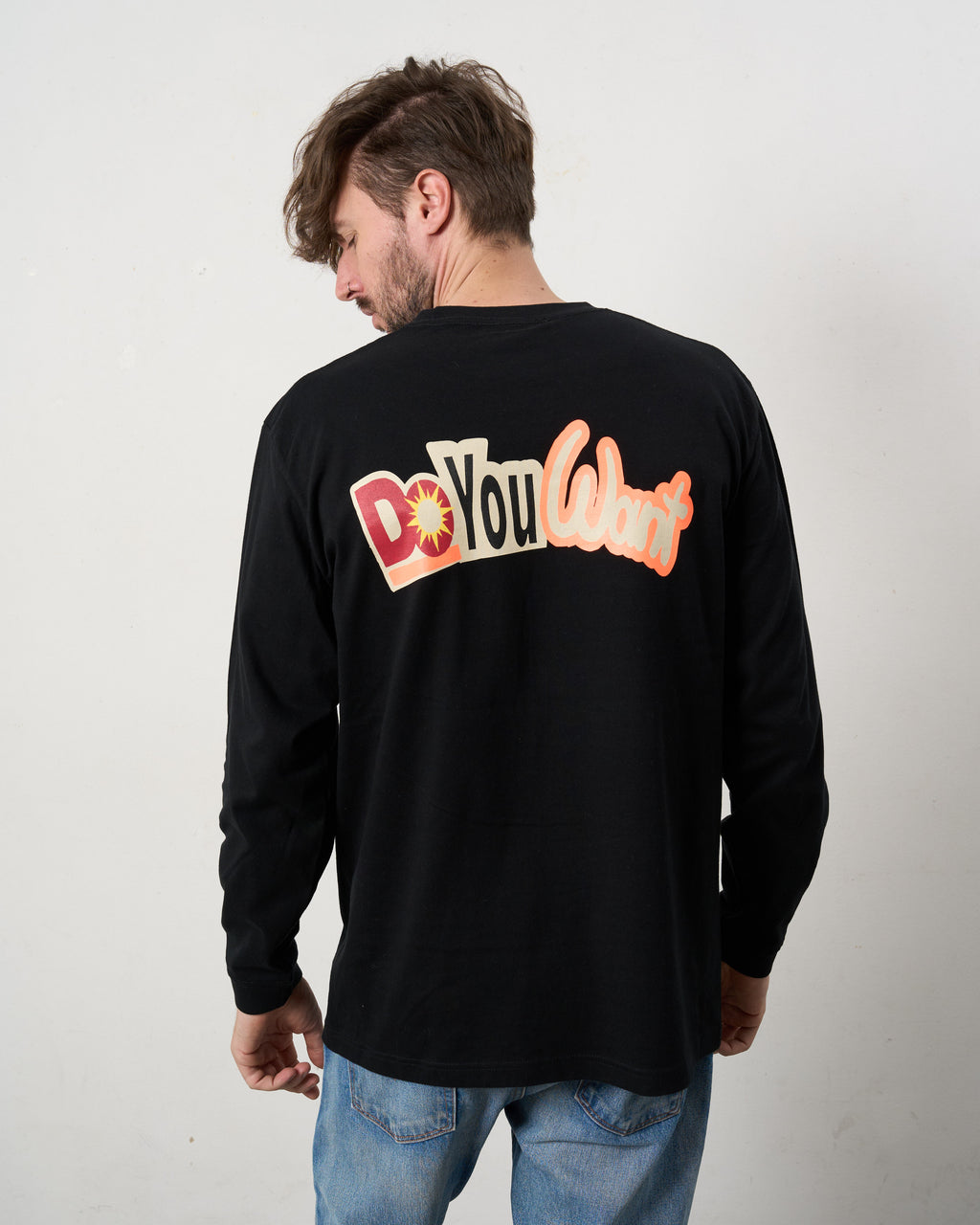 5.6ozコットン天竺 DO YOU WANT シークイン LS Tシャツ(624-02902)