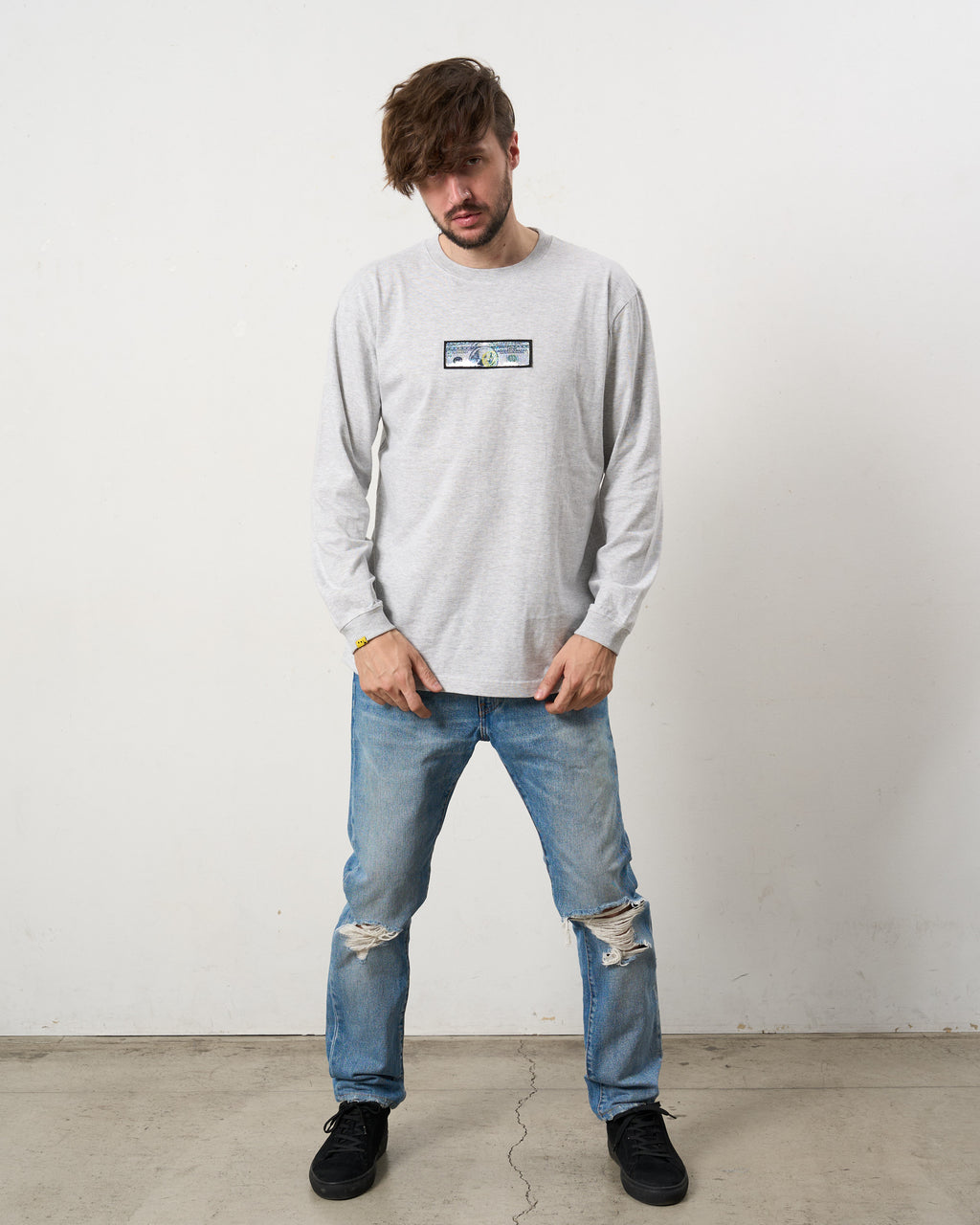 5.6ozコットン天竺 DO YOU WANT シークイン LS Tシャツ(624-02902)