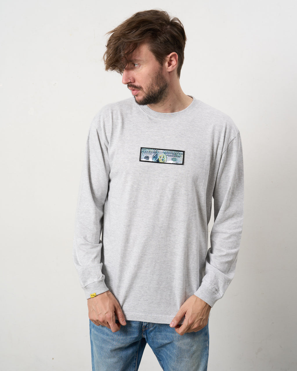 5.6ozコットン天竺 DO YOU WANT シークイン LS Tシャツ(624-02902)