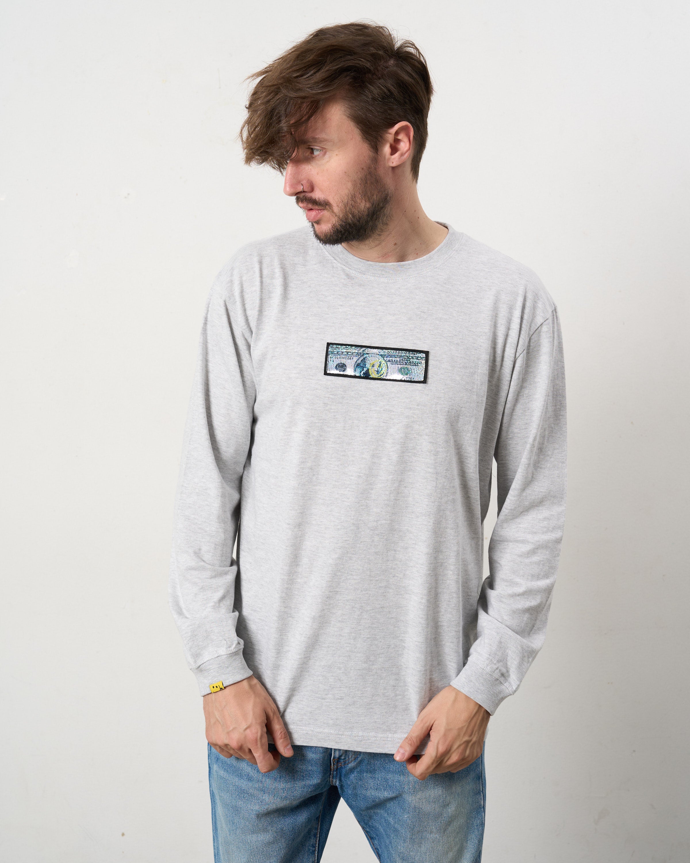 5.6ozコットン天竺 DO YOU WANT シークイン LS Tシャツ(624-02902)