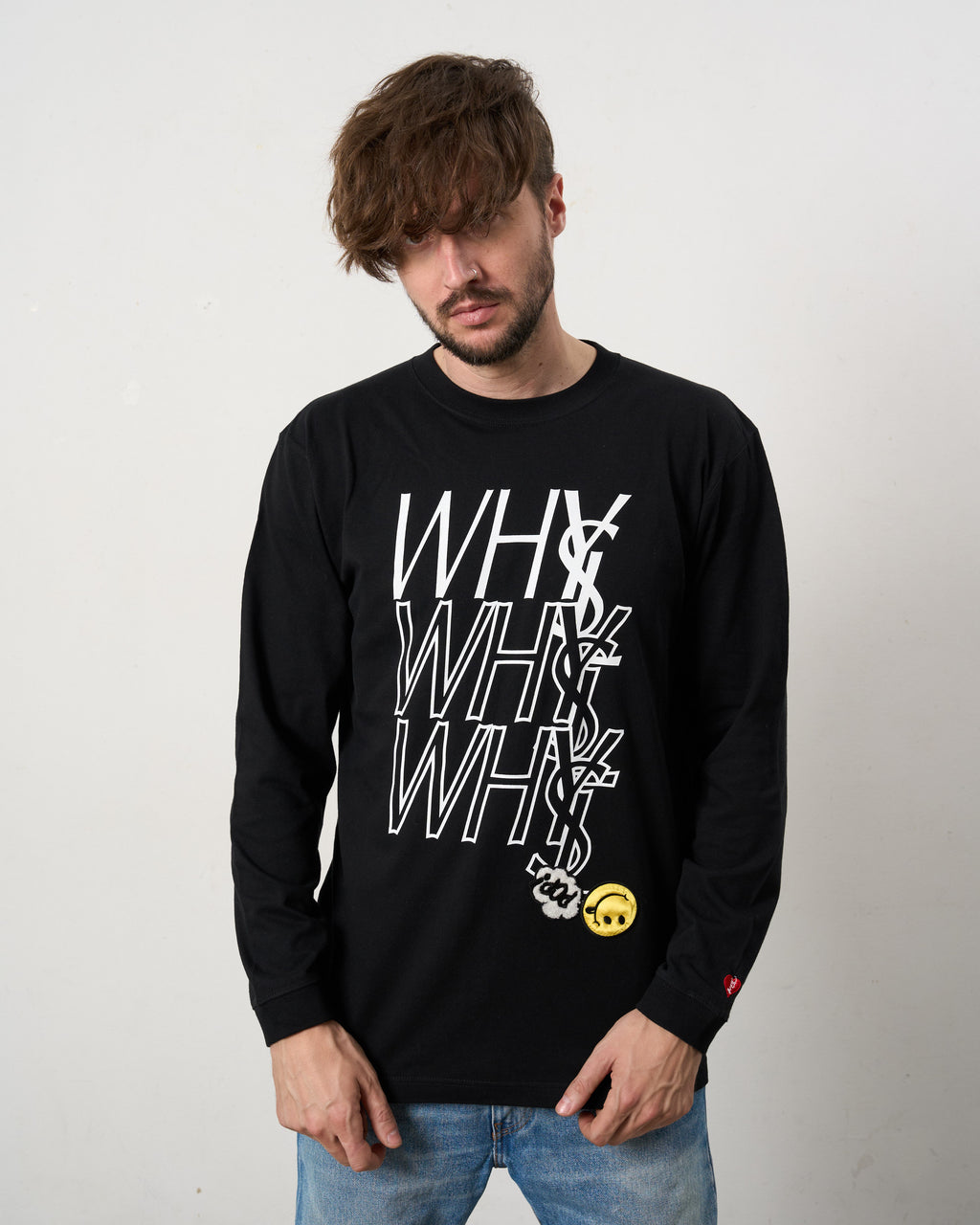 5.6ozコットン天竺 WHYSL/サガラパッチワーク LS Tシャツ(624-02906)