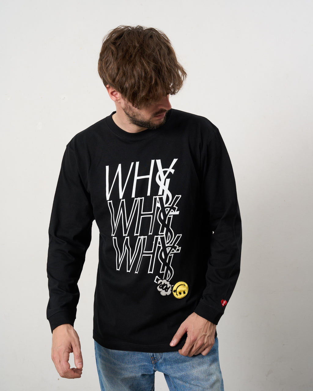 5.6ozコットン天竺 WHYSL/サガラパッチワーク LS Tシャツ(624-02906)