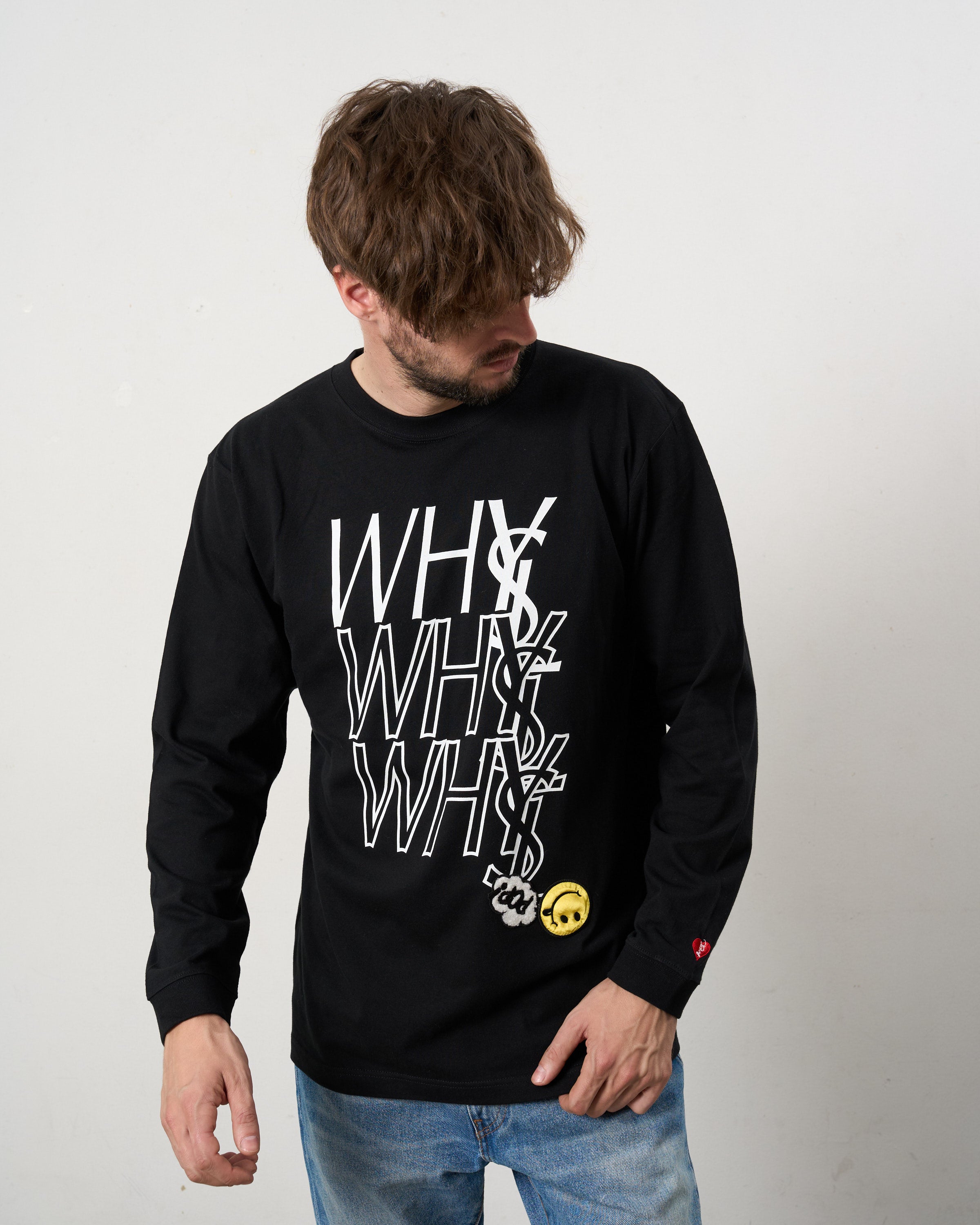 5.6ozコットン天竺 WHYSL/サガラパッチワーク LS Tシャツ(624-02906)