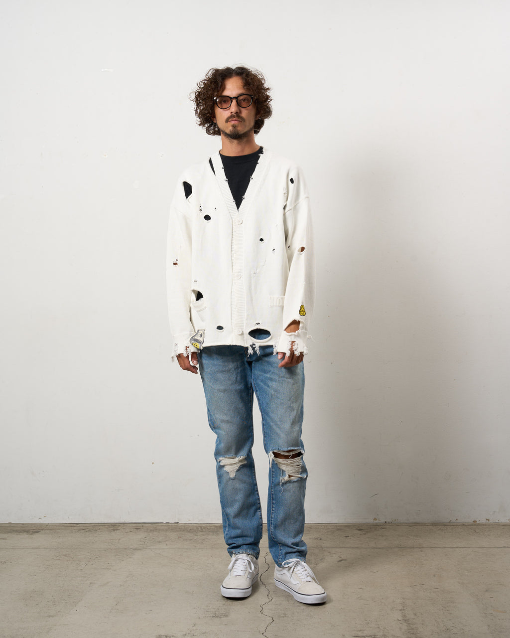 ローゲージコットンヤーン ダメージカーディガン