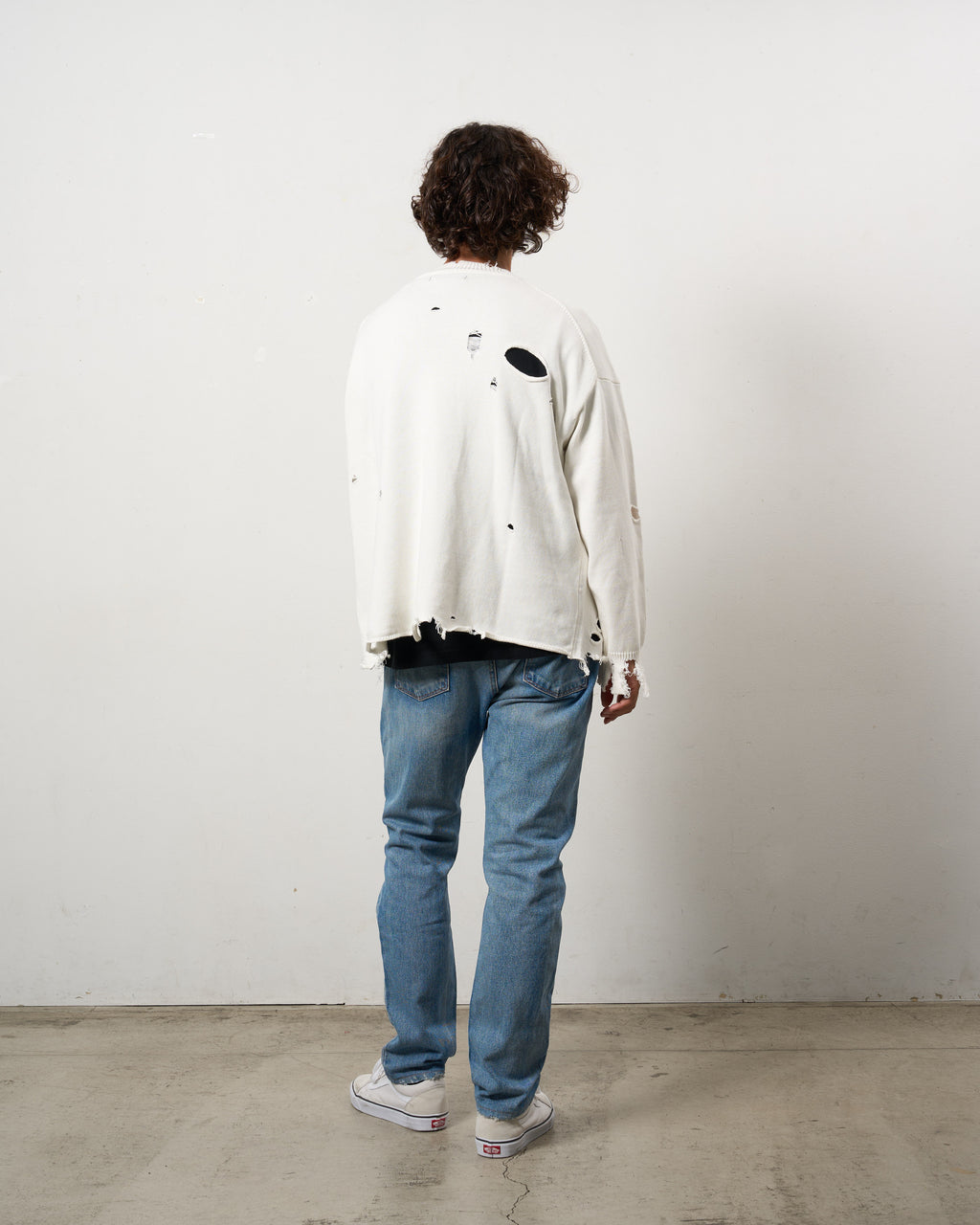 ローゲージコットンヤーン ダメージカーディガン