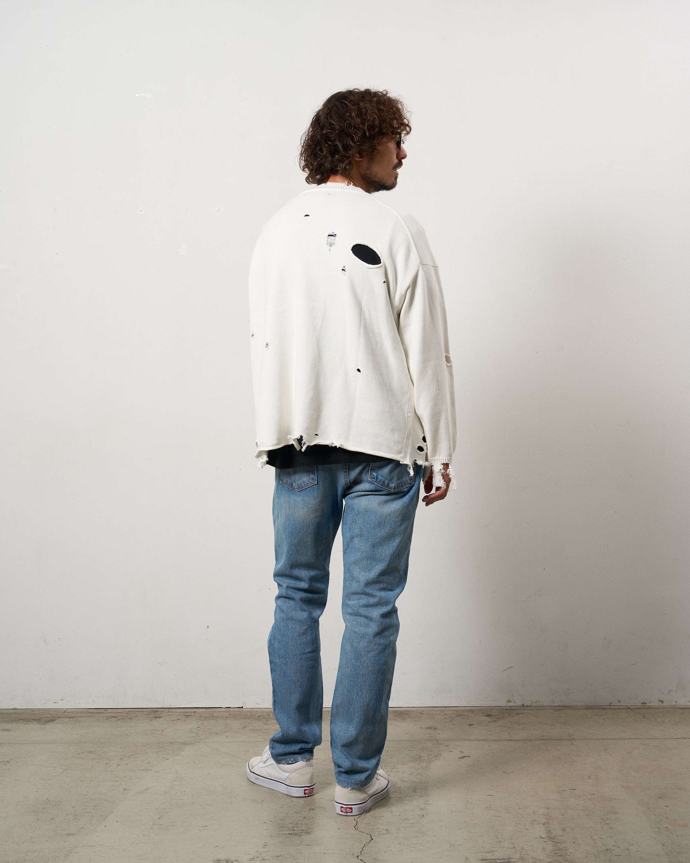 ローゲージコットンヤーン ダメージカーディガン