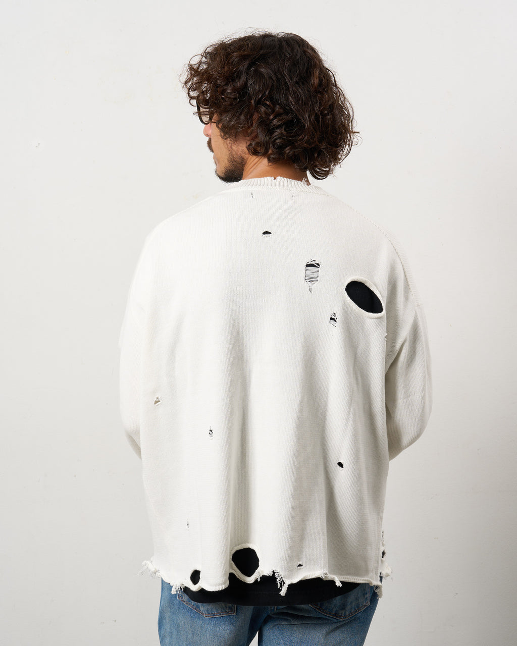 ローゲージコットンヤーン ダメージカーディガン