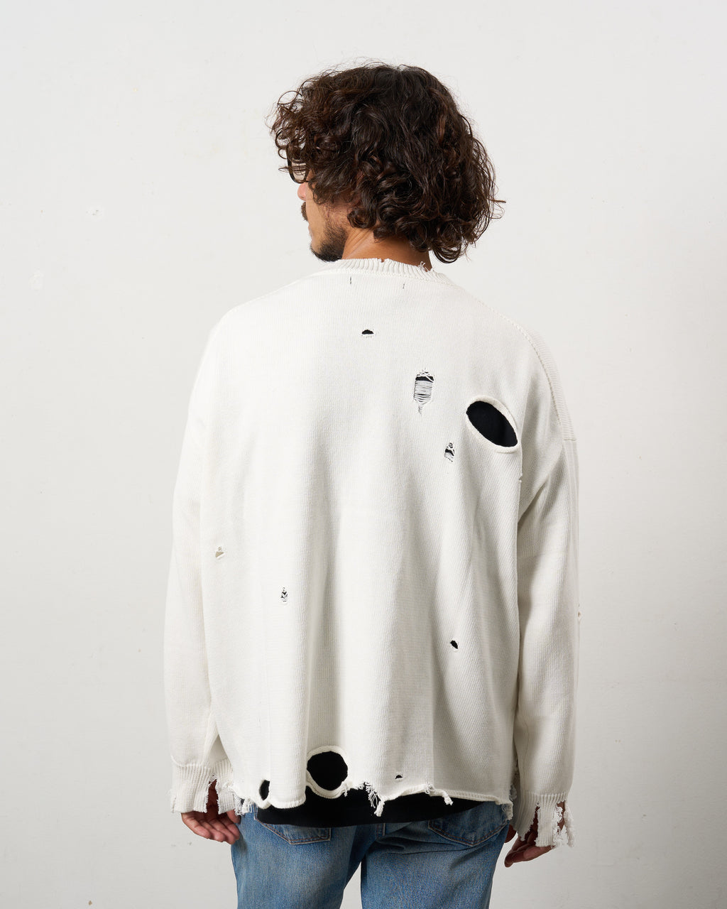 ローゲージコットンヤーン ダメージカーディガン