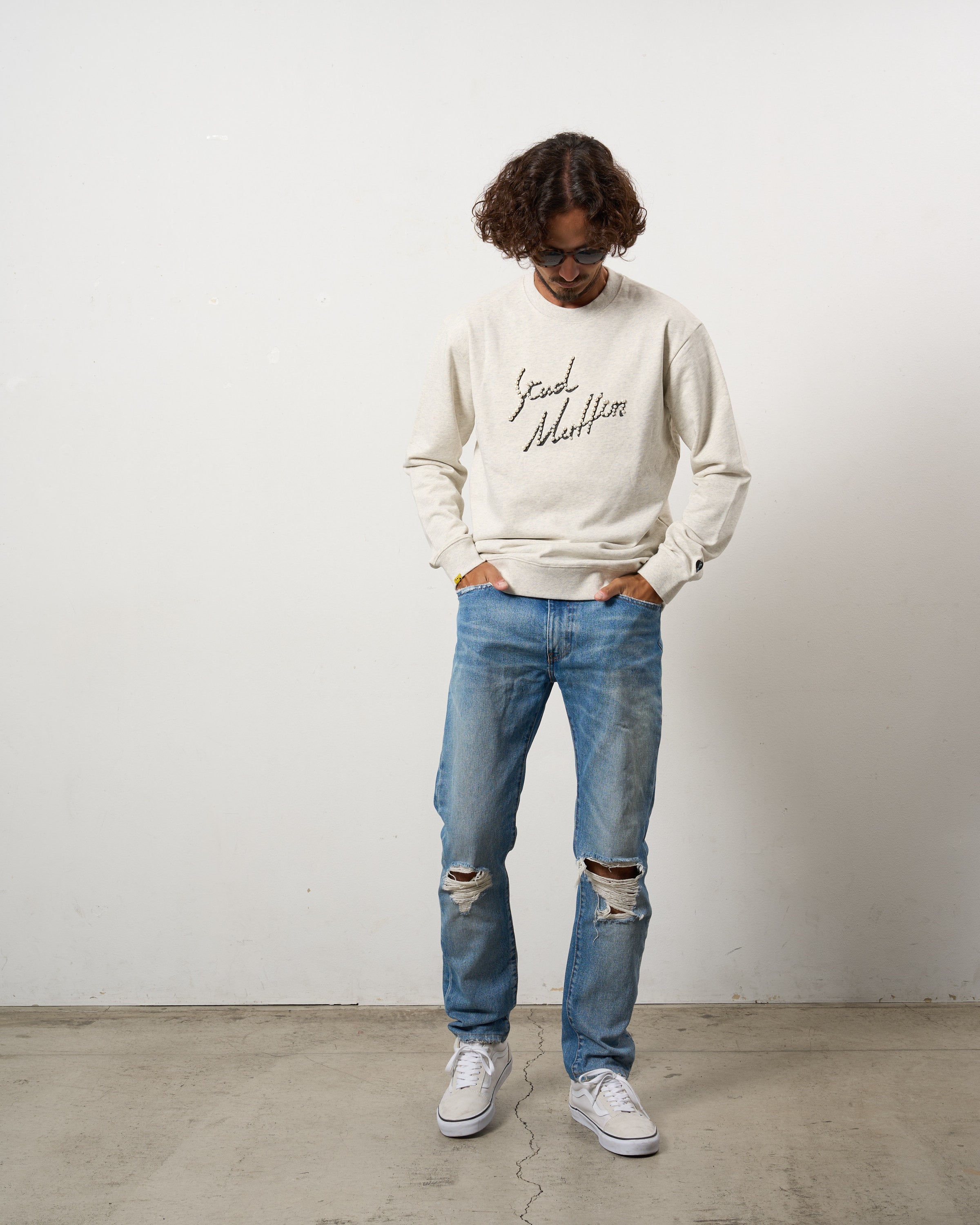 ヘビーウエイト裏毛パイル パールロゴ スエットシャツ