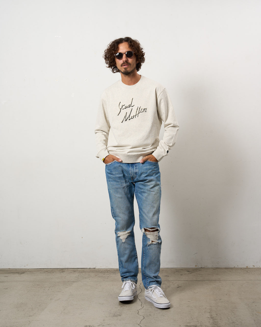 ヘビーウエイト裏毛パイル パールロゴ スエットシャツ