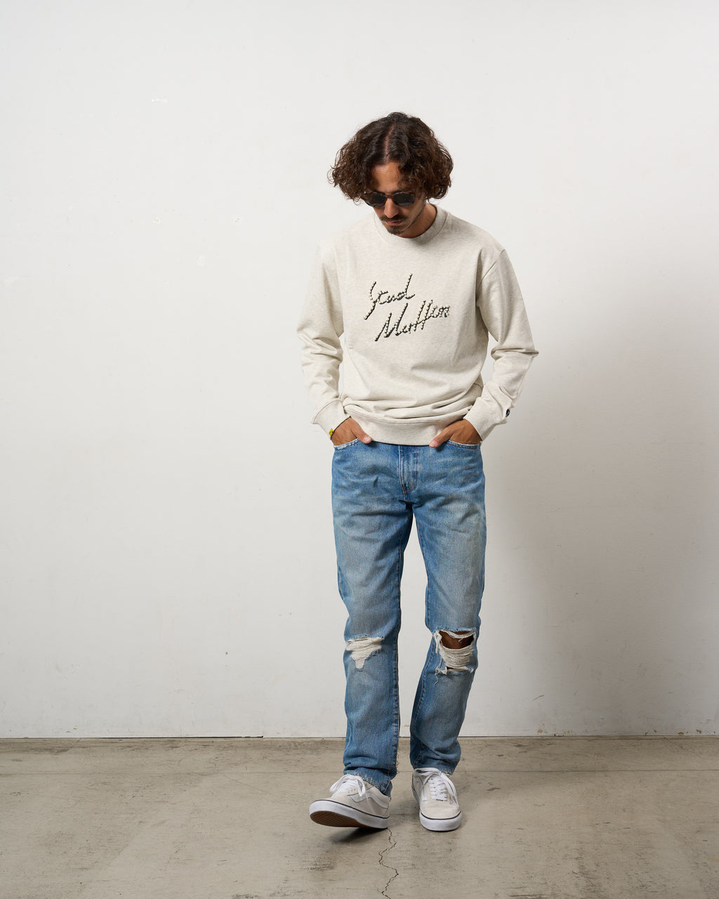 ヘビーウエイト裏毛パイル パールロゴ スエットシャツ