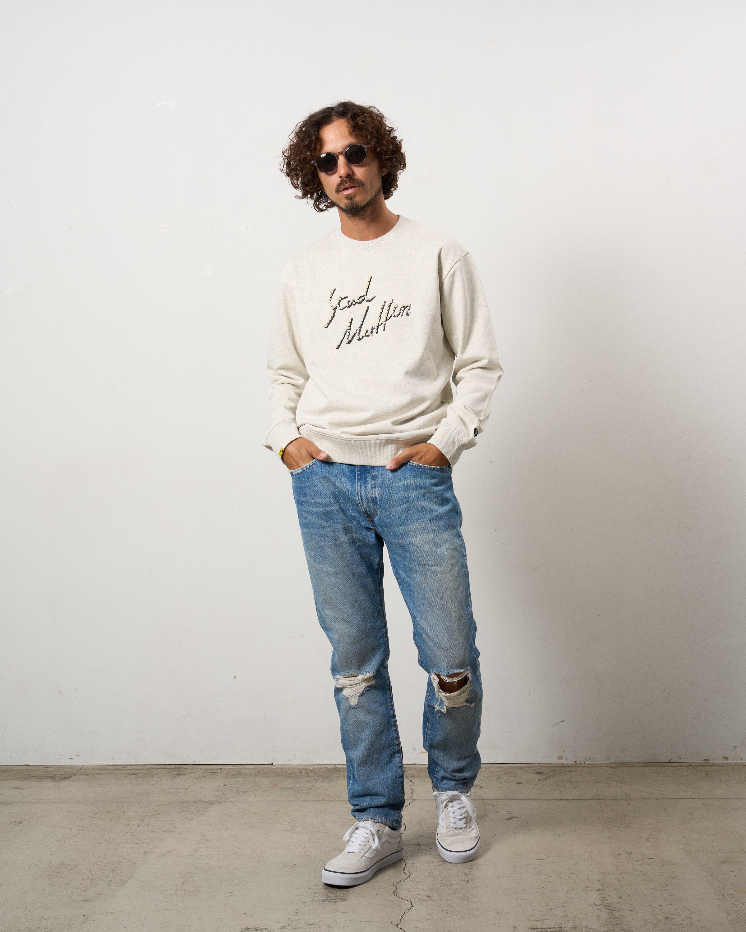 ヘビーウエイト裏毛パイル パールロゴ スエットシャツ