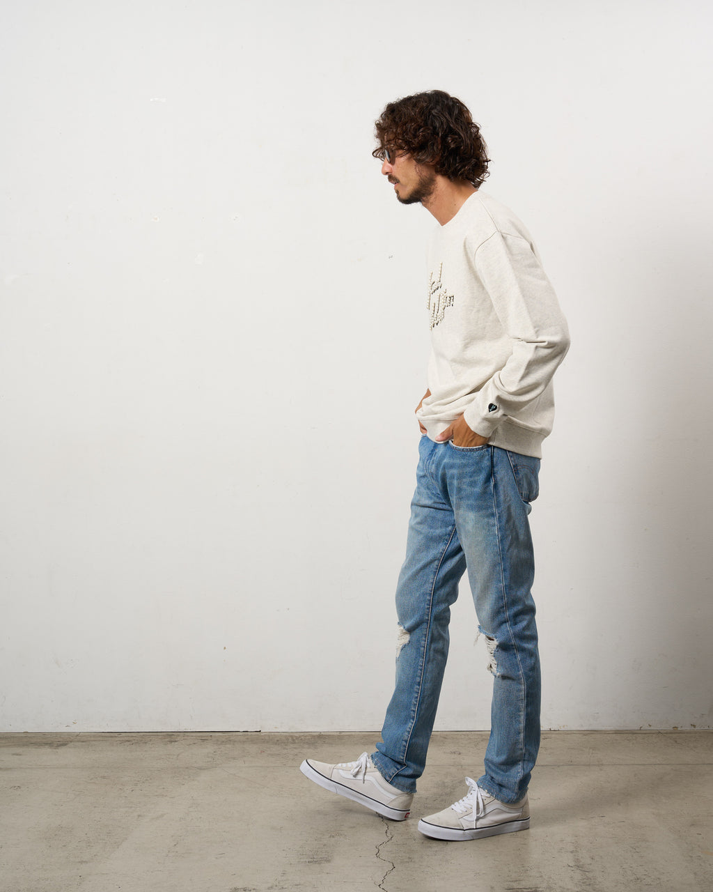 ヘビーウエイト裏毛パイル パールロゴ スエットシャツ