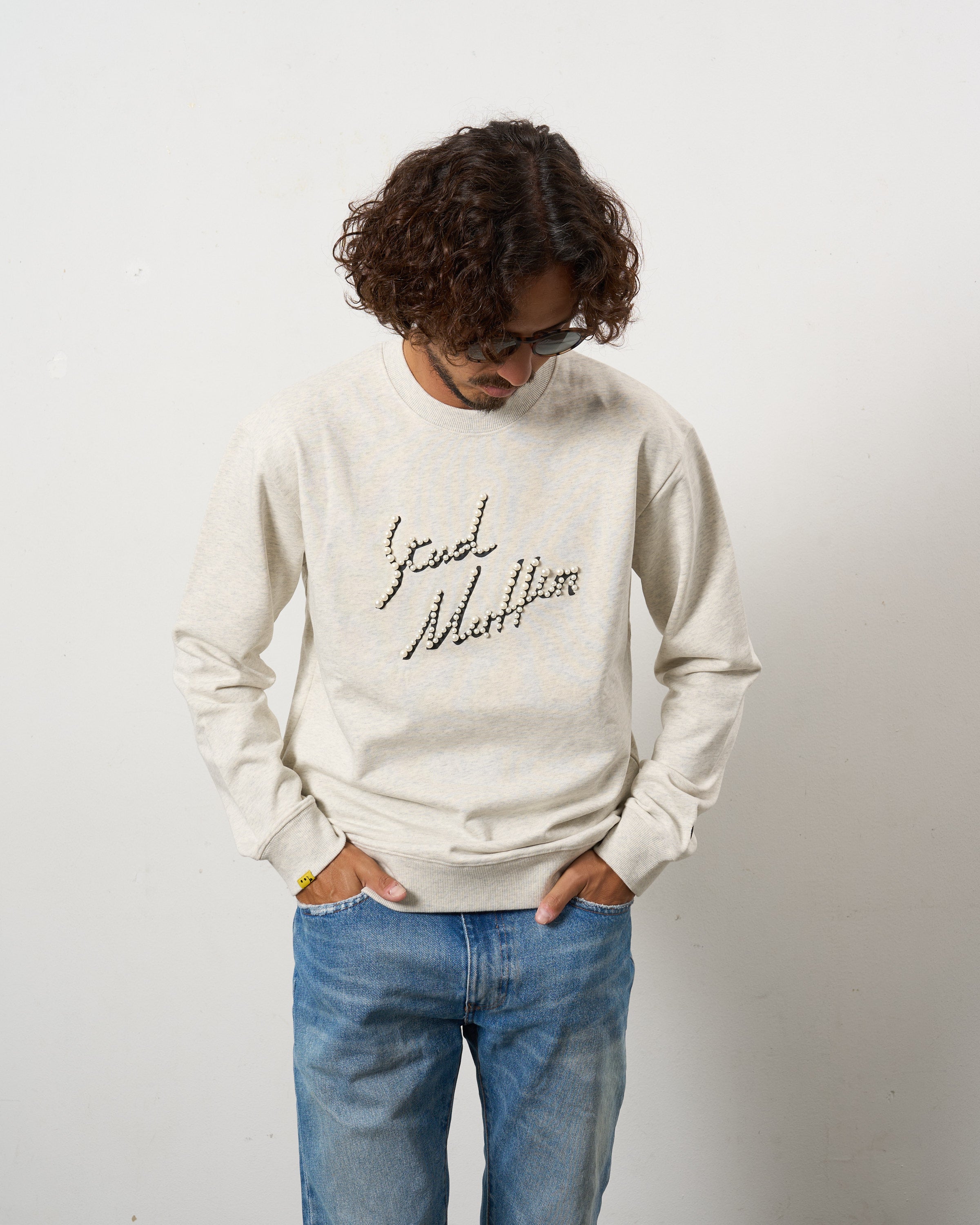 ヘビーウエイト裏毛パイル パールロゴ スエットシャツ