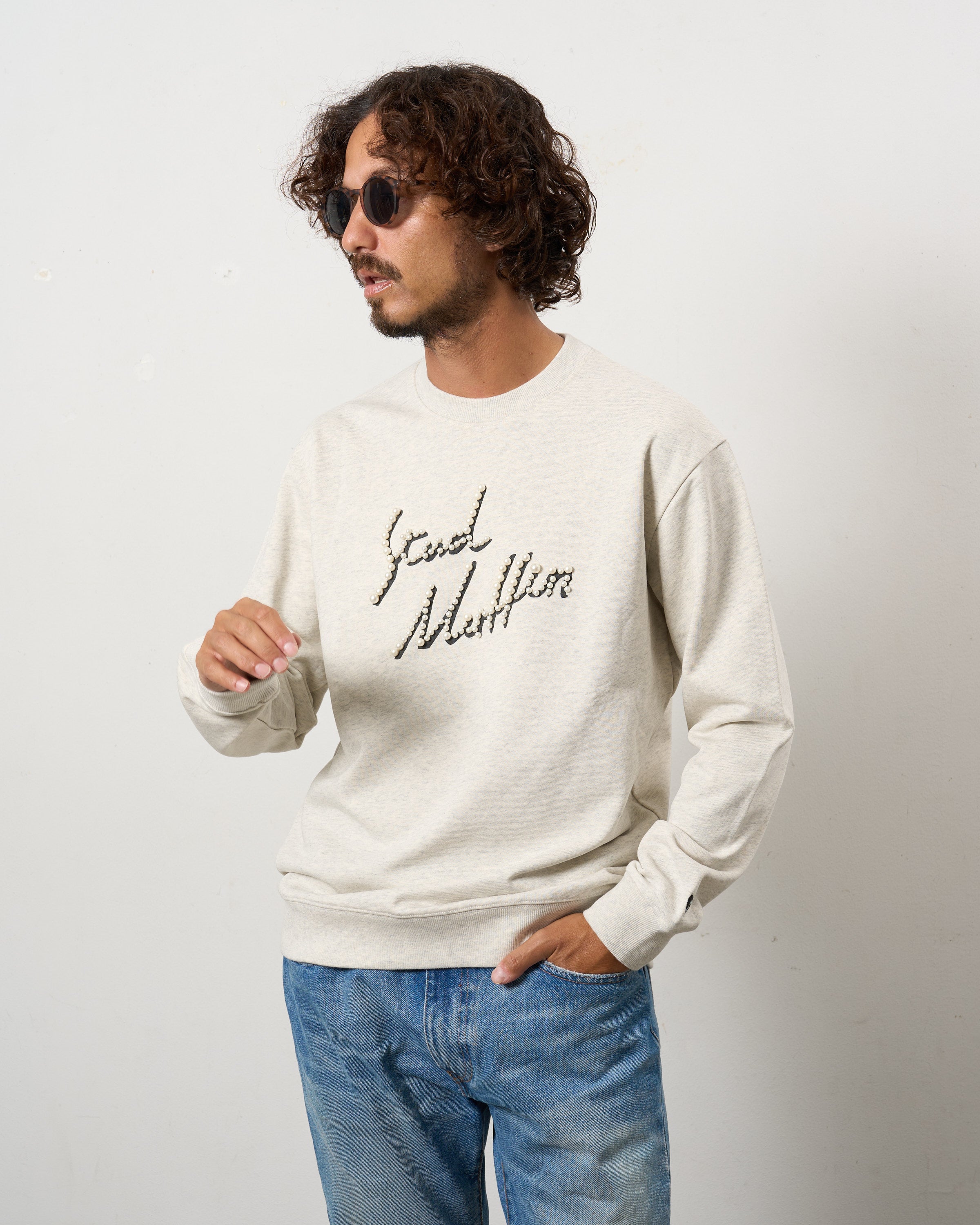 ヘビーウエイト裏毛パイル パールロゴ スエットシャツ