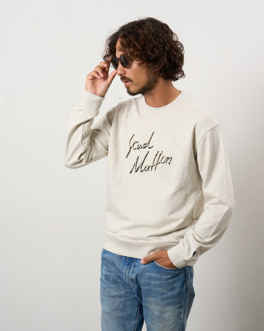 ヘビーウエイト裏毛パイル パールロゴ スエットシャツ