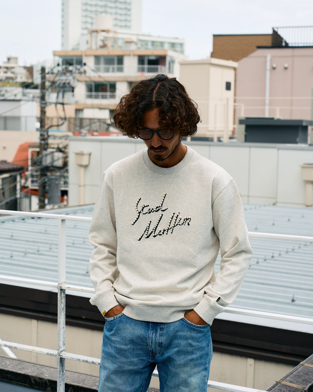 ヘビーウエイト裏毛パイル パールロゴ スエットシャツ