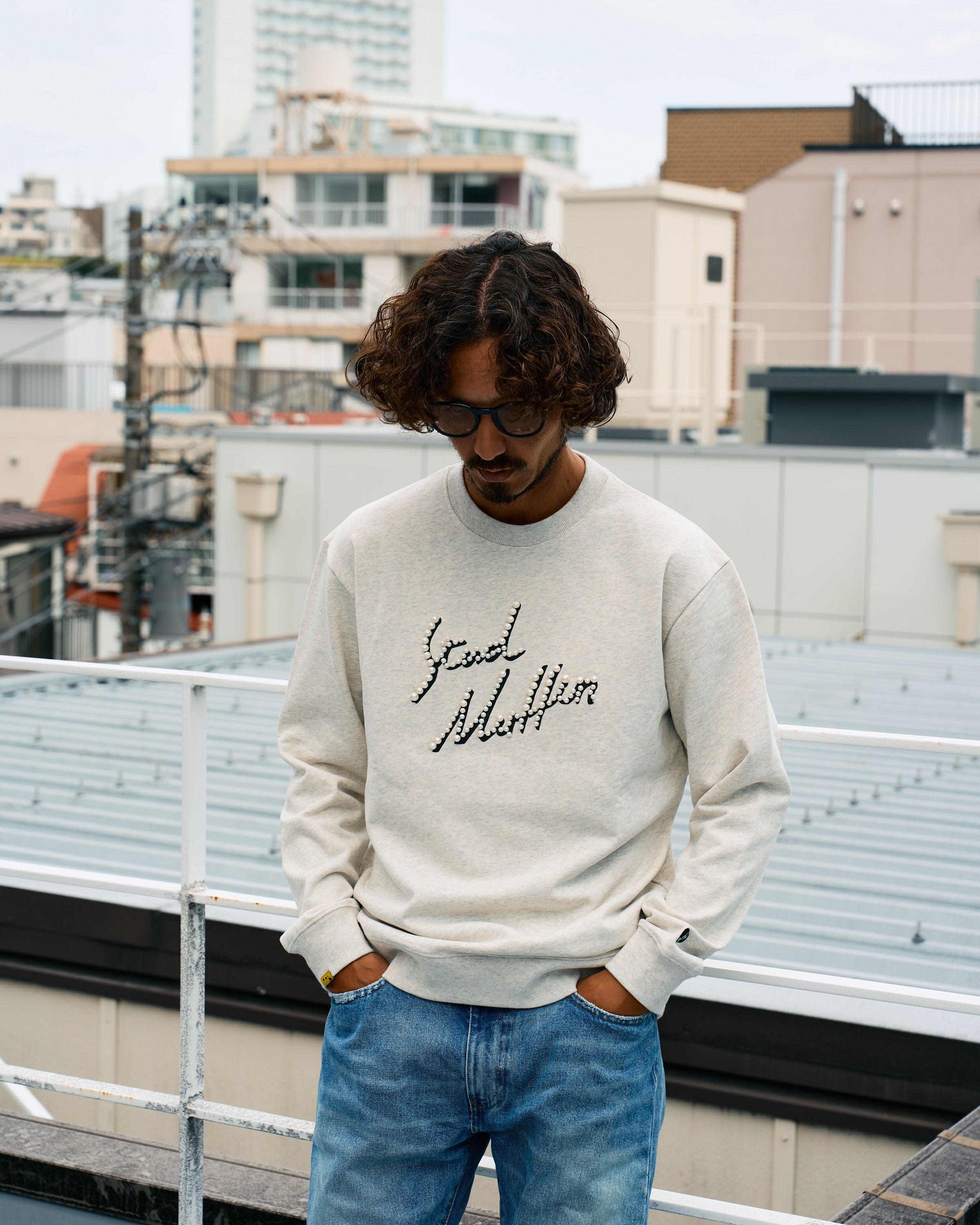 ヘビーウエイト裏毛パイル パールロゴ スエットシャツ