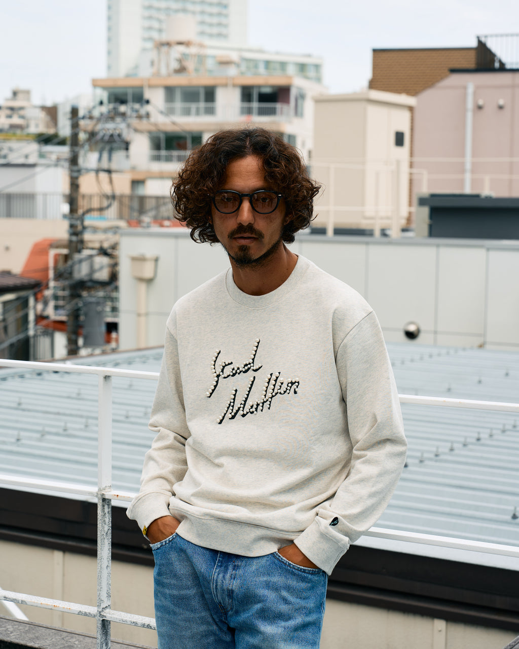 ヘビーウエイト裏毛パイル パールロゴ スエットシャツ