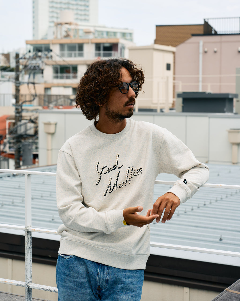 ヘビーウエイト裏毛パイル パールロゴ スエットシャツ