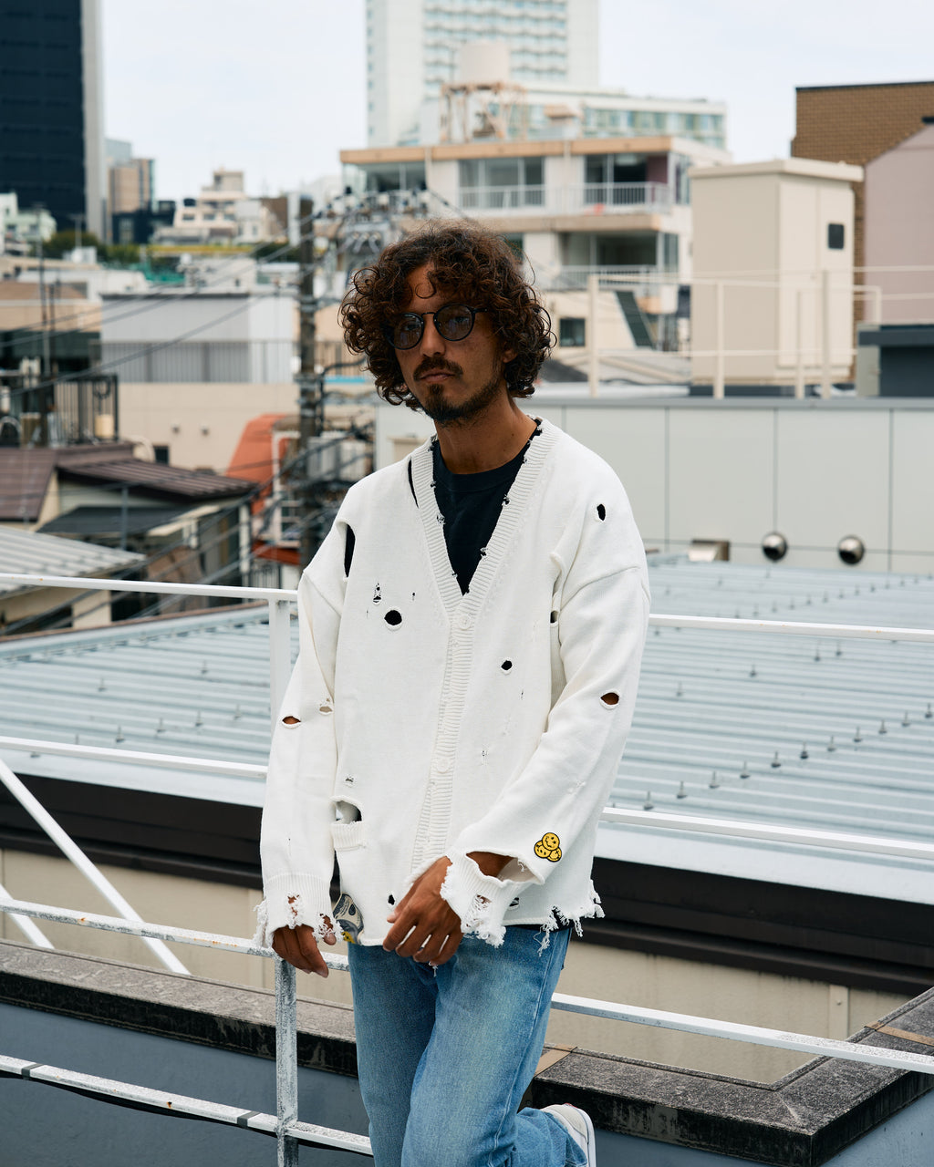 ローゲージコットンヤーン ダメージカーディガン