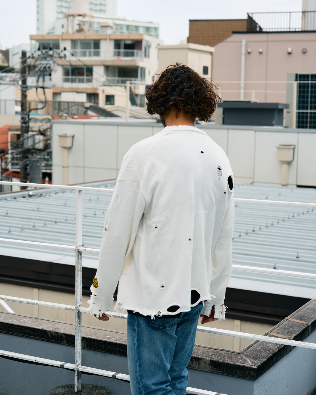 ローゲージコットンヤーン ダメージカーディガン