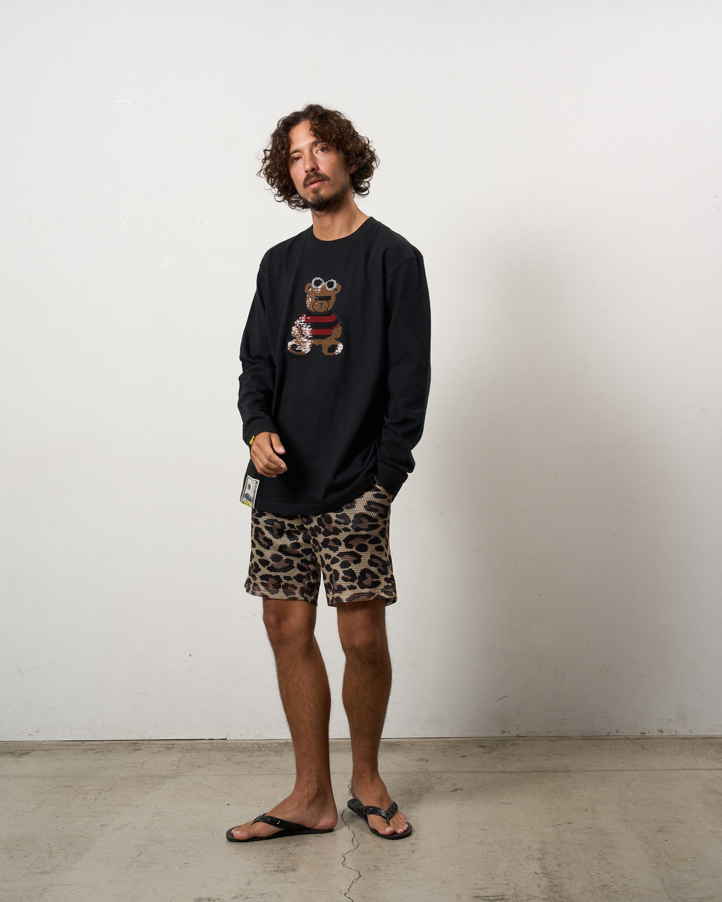 5.6ozコットン天竺 カートベアシークイン LSシャツ