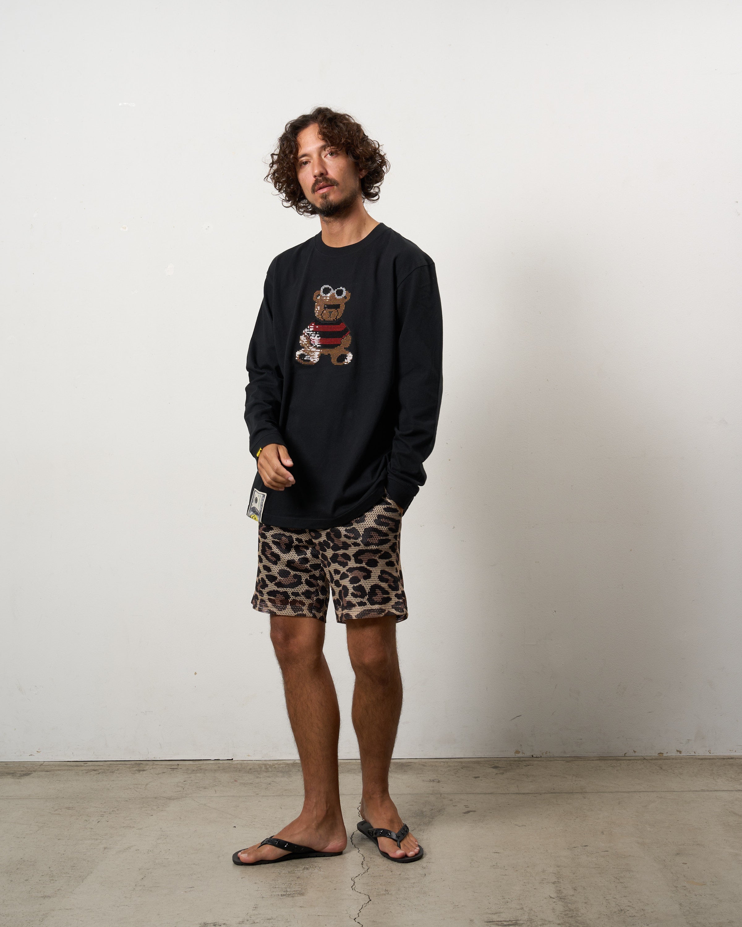 5.6ozコットン天竺 カートベアシークイン LSシャツ