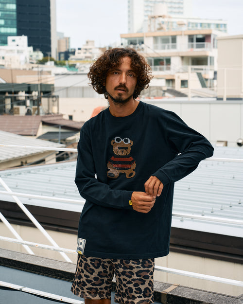 5.6ozコットン天竺 カートベアシークイン LSシャツ