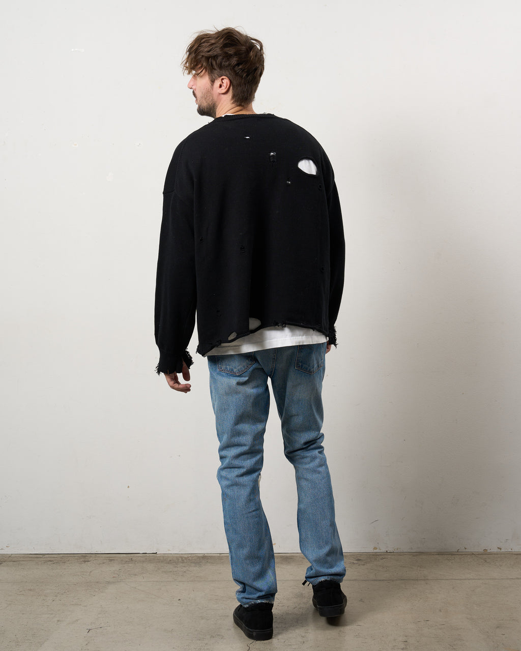 ローゲージコットンヤーン ダメージカーディガン