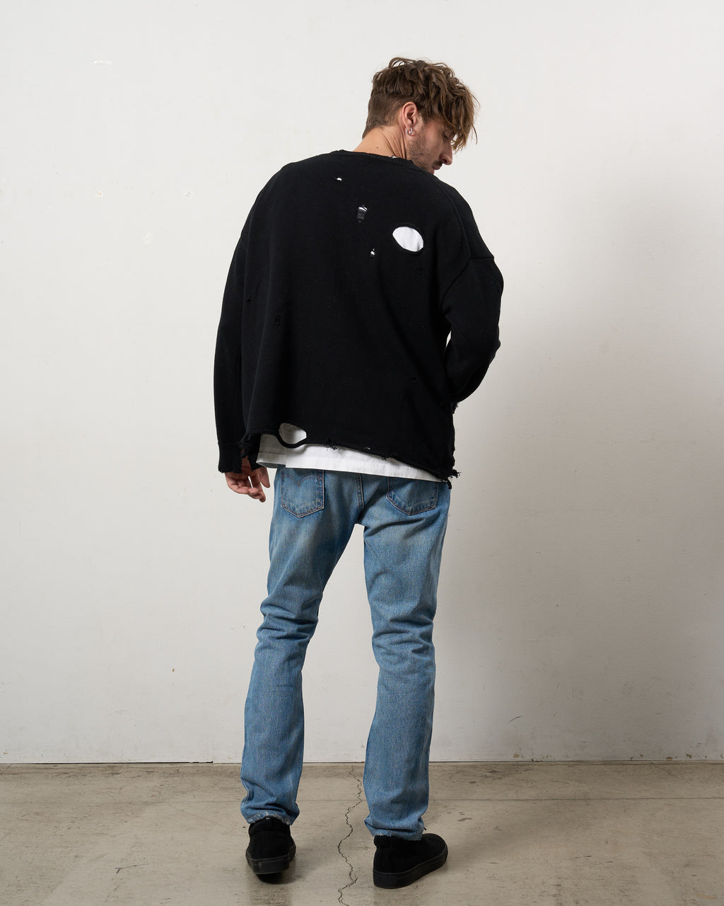 ローゲージコットンヤーン ダメージカーディガン